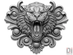 Tiger angry face relief plaque ornament 3D print model