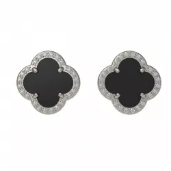 Van Cleef magic alh earrings gold with pearl onyx and gem 3D print model