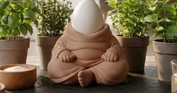 Chubby meditating monk egg cup holder - Japandi-style (only 5 gram supports)