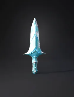 crystal sword with glowing cyan blade