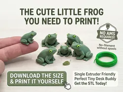 Cute Mini Frog – Tiny Desk Buddy, No AMS Required - Free 3D Print Model