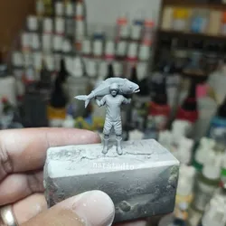 miniature figure with fish stl scale 164