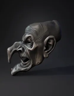 sculpted head bust with gray stone texture