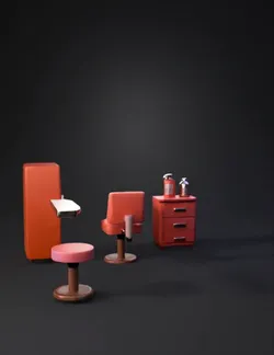 Stylized low poly grooming salon diorama miniature room asset box sh