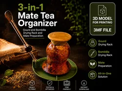 3-in-1 Mate Drying Stand & Bombilla Holder - Free 3D Print Model