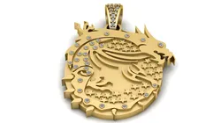 3D Iced-Out Dragon Celestial Medallion Gold Mythical Beast Stars Pendant Model 3D Print Model in Pendants 639119