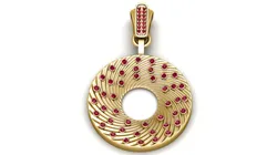 3D Ruby Spiral Medallion Pendant Gold Vortex Iced-Out Jewelry Model 3D Print Model in Pendants 639123