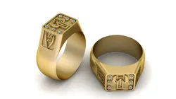 Custom 3D Gold Signet Ring Bull Motif Championship Style Jewelry Model 3D Print Model in Pendants 639108