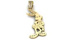 Custom 3D Iced-Out Rabbit Pendant Gold Bunny with Star Motif and Diamonds 3D Print Model in Pendants 639109