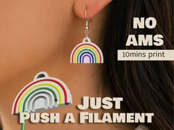 Customizable Rainbow Earring - 10 Min - NO AMS - Free 3D Print Model