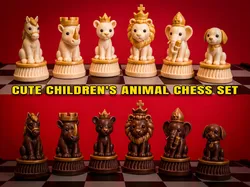Cute Children's Animal Chess Set - Free 3D Print Model