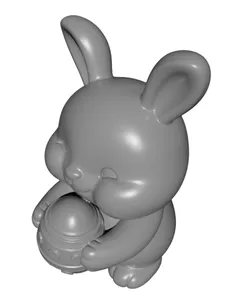 Cute Easter Bunny Holding Egg Desk companion 3D Print STL