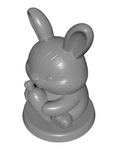 Cute Easter Bunny with Carrot STL 3D Model
