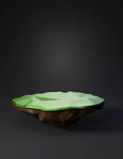 floating island with grassy top and rocky underside