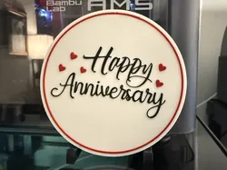 HAPPY ANNIVERSARY COASTER - Free 3D Print Model