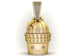 Luxury 3D Iced-Out Cupcake Pendant Cute Floral Diamond Jewelry Model 3D Print Model in Pendants 639106