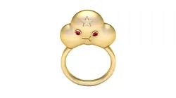 Luxury Cute Cloud Face Ring 3D Jewelry Model with Ruby Eyes
