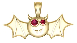 Playful Vampire Bat Pendant with Gemstone Eyes
