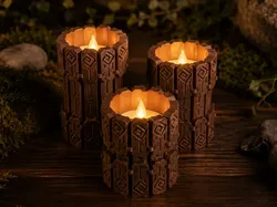 Rune Pillar LED Tea Light Holders – Fantasy Candle - Free 3D Print Model