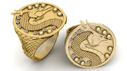 Shenron the Eternal Dragon Signet Ring 14K Gold Diamond Anime Luxury Jewelry 3D Print Model in Pendants 638980