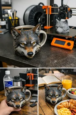 Wolf Head Mug Artistic Ceramic Drinkware 3D Printable Model glb STL FBX 3D Print Model in Kitchen and Dining 638620