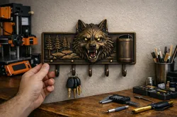 Wolf Head Wall Hook Rack PBR Decorative Functional FBX STL USDZ GLB 3D Print Model in Accessories 639587
