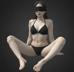 Woman Sitting in Black Bikini