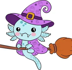 Axolotl Witch on Broomstick Cookie Cutter