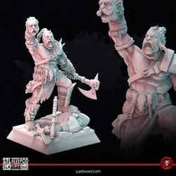 Barbarian Hero on foot | Pre-Supported | 30mm Sea of the Ashes