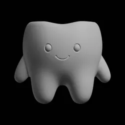 Cute Smiling Tooth Cartoon Character 3D Model