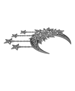 Floral Crescent Moon 2D Wall Art.stl