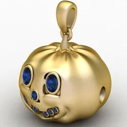 Golden Smiling Pumpkin Pendant