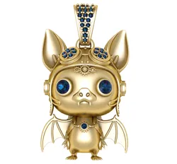 Golden Steampunk Bat Aviator Pendant