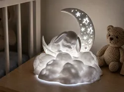 Lámpara LED Conejito Dormilón en la Luna - Modelo de impresión 3D gratuito