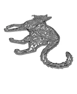 Nature Pattern Cat 2D Wall Art.stl