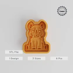 Rhino Cookie Cutter & Stamp Set, Wildlife Jungle Zoo Theme, Animal Fondant Decor, 6-Piece Pack, 3 Sizes