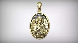 Saint Gabriel Archangel Oval Medal Catholic Christian Pendant