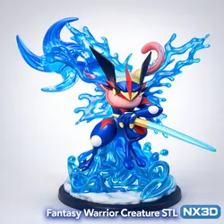 Water Blade Ninja Creature – Anime-Style Fantasy Action Figure STL