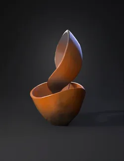 abstract metal sculpture with intertwining ribbons bronze orange tone