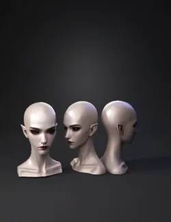 bald humanoid head bust with neck pale skin tone detailed ears and s