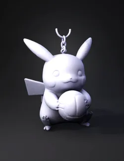 Create a buff Pikachu Holding a volley ball Make it a keychain