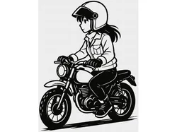 Girl on Motorcycle – 2D Wall Art