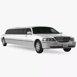 Lincoln Town Limo White Rigged 3D model