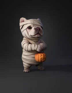 mummy baby holding a glowing jack o lantern pumpkin