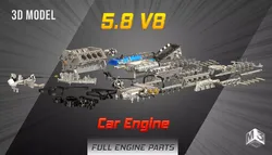 V8 Supercharger Disassembled Car Engine 3D model