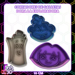DORA THE EXPLORER COOKIE CUTTERS / DORA THE EXPLORER, BOOTS AND MAP COOKIE CUTTER SET