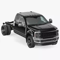 Long Cab Pickup Chassis Cab Black Rigged 3D model