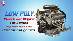 Muscle Car Engine - V8 Muscle Engine Three Low-poly 3D model