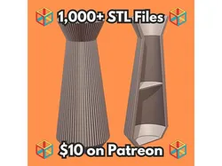 Tall Angular Fluted Vase with Hidden Compartment for Valuables (Requires Pausing During Print) MineeForm FDM 3D Print STL File