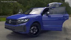Volkswagen Touareg 2024 Blue Lights On Rigged 3D model